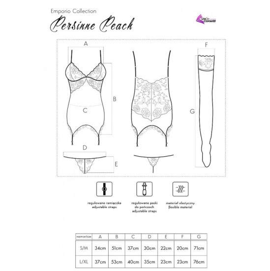 Livco Corsetti Sets LIVCO CORSETTI FASHION - КОМПЛЕКТ PERSINNE PEACH КОРСЕТ + ТРУСИКИ + ЧУЛКИ