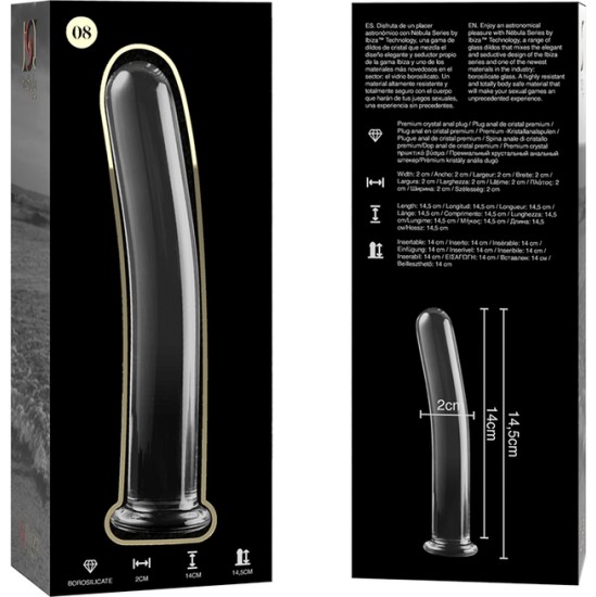 Nebula Series By Ibiza MODEL 8 DILDO BOROSILICATE GLASS 14.5 X 2 CM CLEAR