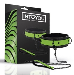 Intoyou Shining Line Tumsā mirdzoša apkakle ar pavadu