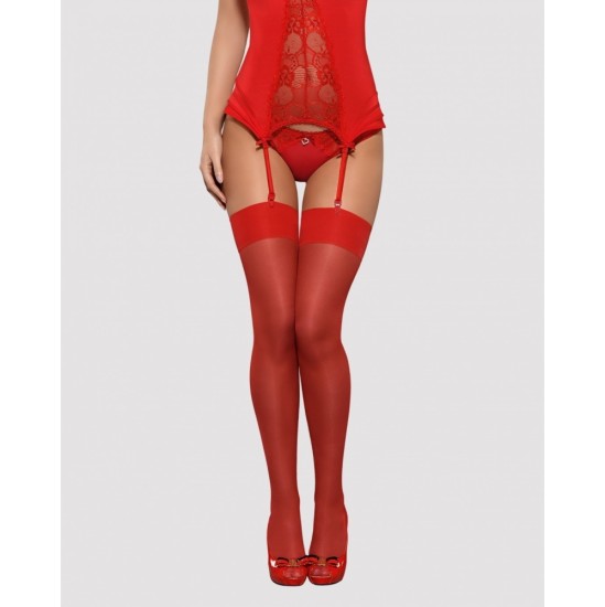 Obsessive S800 STOCKINGS RED S/M