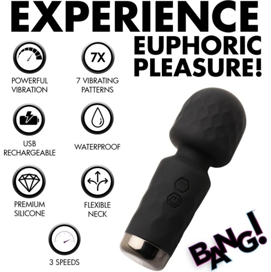 Xr - Bang! MINI RECHARGEABLE WAND MASSAGER BLACK SILICONE