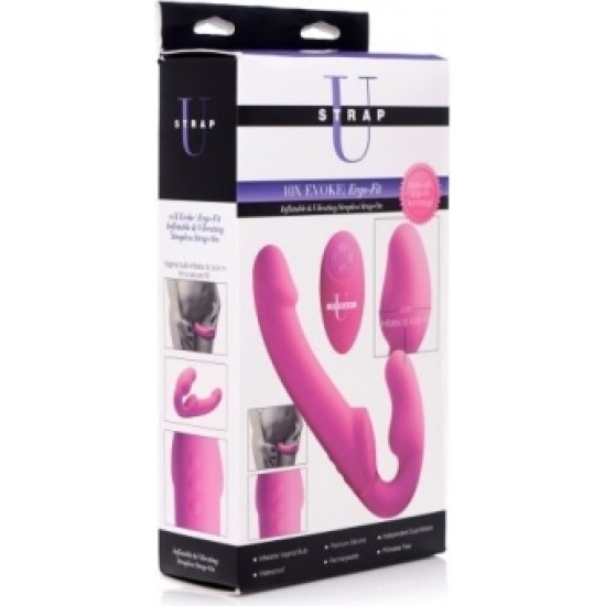 Xr - Strap U INFLATABLE HARNESS FOR WOMEN USB VIBRATOR WITH PINK CONTROL