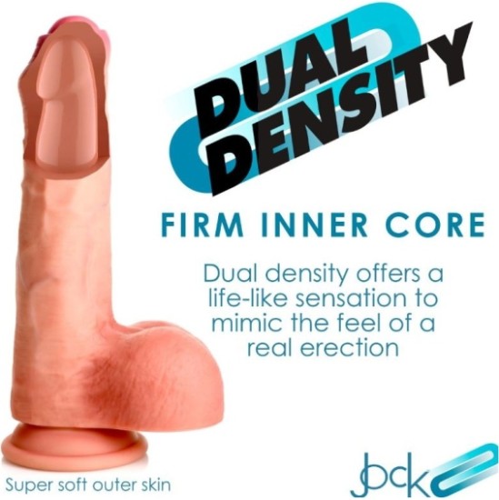 Xr - Jock DILDO PENIS AR sēkliniekiem DUBULTA BLĪVUMA NEGROZĪTA MĪKSTA 22 CM