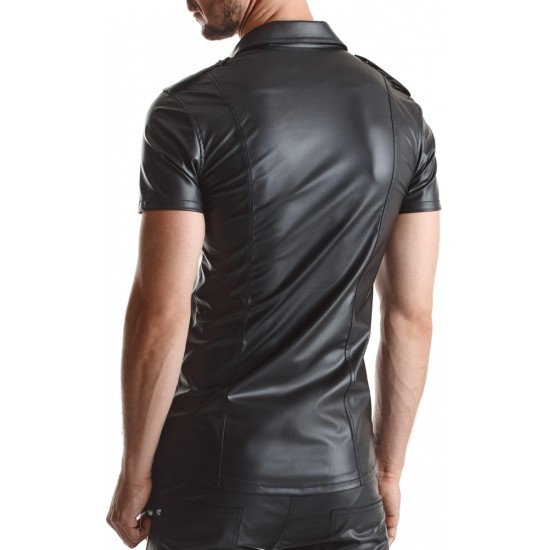 Demoniq LUCA WETLOOK SHIRT WITH CLAMPS BLACK XL