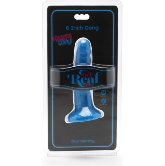 Get Real By Toyjoy DUĀLĀ BLĪVUMA PENIS AR ZILU SŪCEKUSI 15 CM