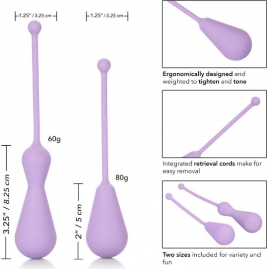 California Exotic Novelties KINIŲ KEGEL RUTULIŲ RINKINYS X 2 ALYVINIS SILIKONAS