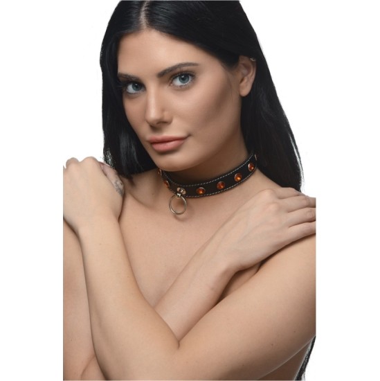 Xr - Strict RED STONES CHOKER NECKLACE WITH RING