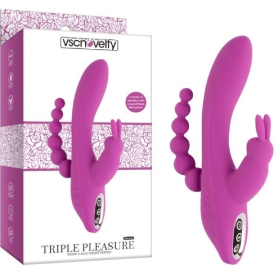 Vscnovelty TRIPLE PLEASURE PURPLE VIBRATOR