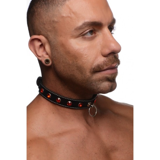 Xr - Strict RED STONES CHOKER NECKLACE WITH RING