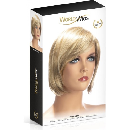 World Wigs BERANGERE VIDUTINIŲ PLAUKŲ PERUKAS SU BLONDINIAIS PAGRINDIMAIS