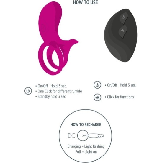 Toy Joy SILICONE VIBRATING RING W/ FUCHSIA USB CONTROL