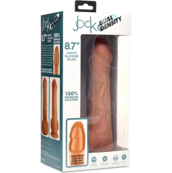 Xr - Jock DILDO PENIS AR sēkliniekiem DUBULTA BLĪVUMA NEGROZĪTA MĪKSTA 22 CM