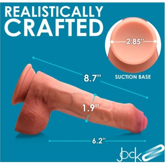 Xr - Jock DILDO PENIS AR sēkliniekiem DUBULTA BLĪVUMA NEGROZĪTA MĪKSTA 22 CM