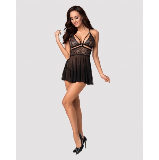 Obsessive 838-BAB-1 BABYDOLL & SHING BLACK 2XL/3XL