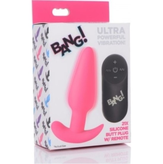 Xr - Bang! VIBREERITUD ANAL T-kujuline silikoon USB ROOSA JUHTIMISEGA