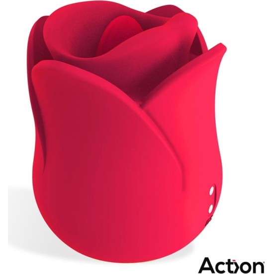 Action Meryl Vibe Stimulator Rose Shaped with Tongue 2 Motors