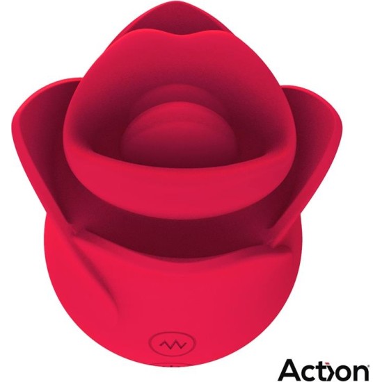 Action Meryl Vibe Stimulator Rose Shaped with Tongue 2 Motors