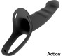 Action Strap-On ar Hollow Dildo Premium Silikona izmērs S Black