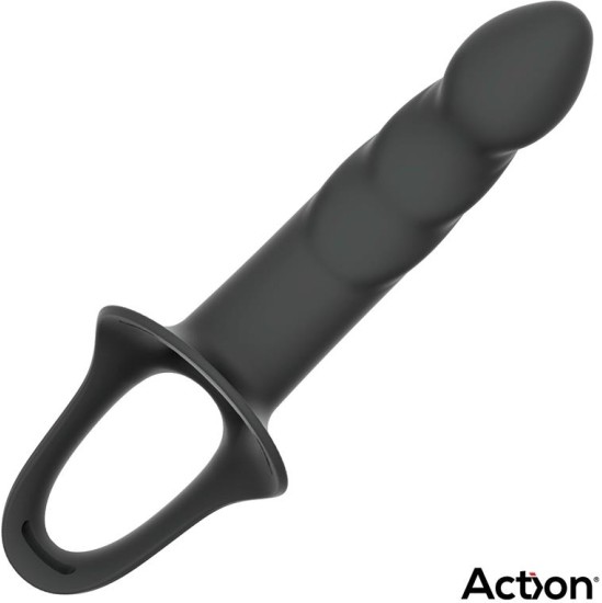 Action Strap-On ar Hollow Dildo Premium Silikona izmērs S Black