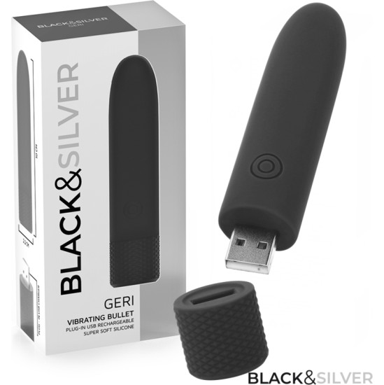 Black&Amp;Silver BLACK & SILVER — GERI USB UZLĀDĒJAMA VIBRĒJOŠA BULLET 8 VIBRATIONS BLACK 10 X 2,2 CM