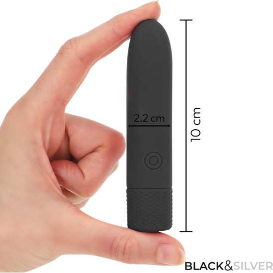 Black&Amp;Silver BLACK & SILVER — GERI USB UZLĀDĒJAMA VIBRĒJOŠA BULLET 8 VIBRATIONS BLACK 10 X 2,2 CM