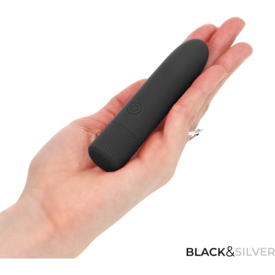 Black&Amp;Silver BLACK & SILVER — GERI USB UZLĀDĒJAMA VIBRĒJOŠA BULLET 8 VIBRATIONS BLACK 10 X 2,2 CM