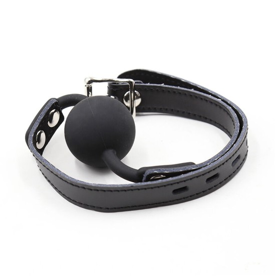 Ohmama Fetish SILICONE BALL GAG WITH LEATHER BELT