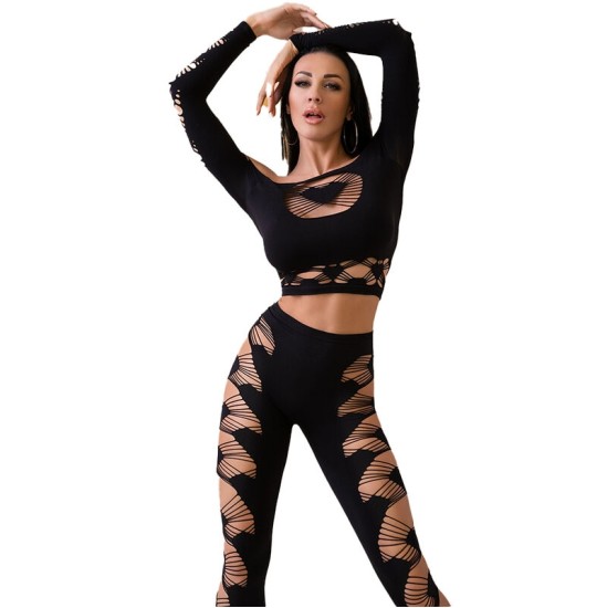 Chilirose Sets CHILIROSE - CR 4436 TOP & LEGGINS BLACK S/L