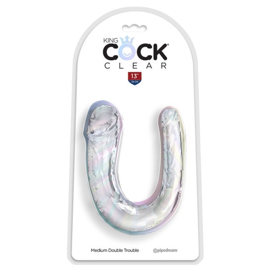 King Cock DOUBLE TROUBLE DOUBLE DILDO 33 CM CLEAR