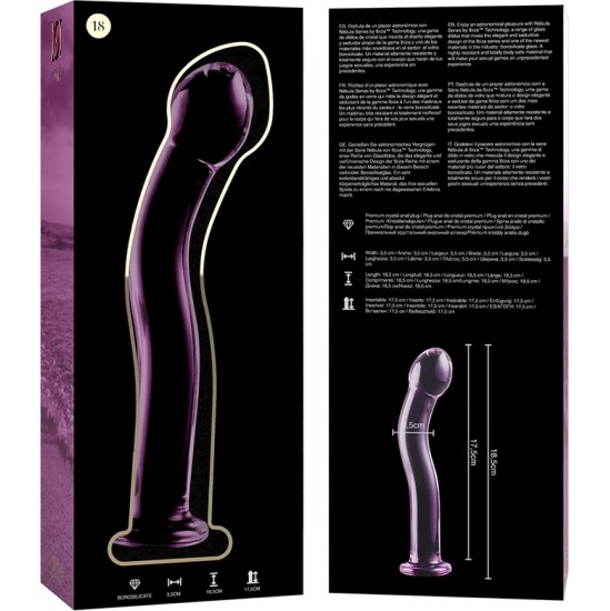 Nebula Series By Ibiza MODELIS 18 DILDO BOROSILIKĀTS STIKLS 18,5 X 3,5 CM ROZĀ
