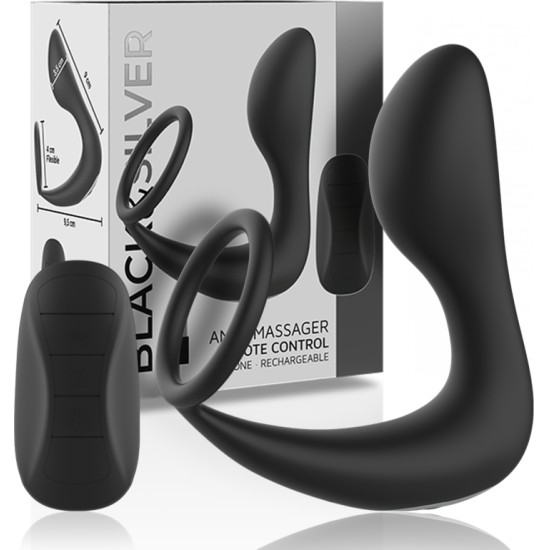 Black&Amp;Silver REMOTE CONTROL ANAL MASSAGER RECHARGEABLE SILICONE BLACK