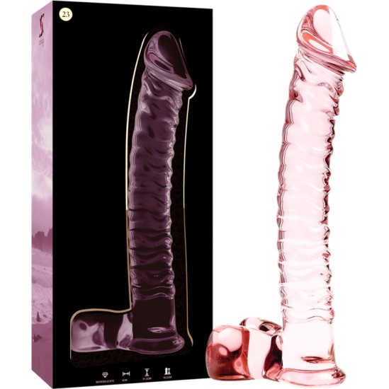 Nebula Series By Ibiza MODELIS 23 DILDO BOROSILIKATINIS STIKLAS 21,5 X 4 CM RAUŽAS