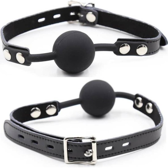 Ohmama Fetish SILICONE BALL GAG WITH LEATHER BELT