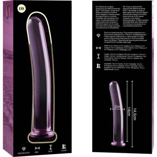 Nebula Series By Ibiza MODEL 8 DILDO BOROSILICATE GLASS 14.5 X 2 CM PINK