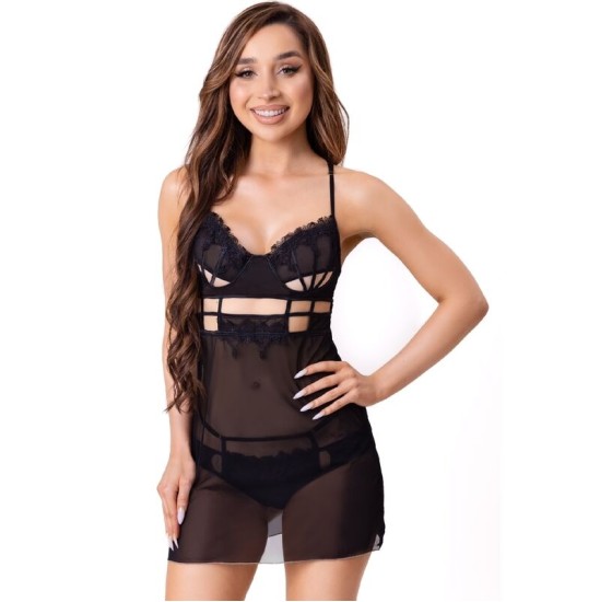 Livco Corsetti Sets LIVCO CORSETTI FASHION - MAIA 20247 BABYDOLL + THONG BLACK S/M