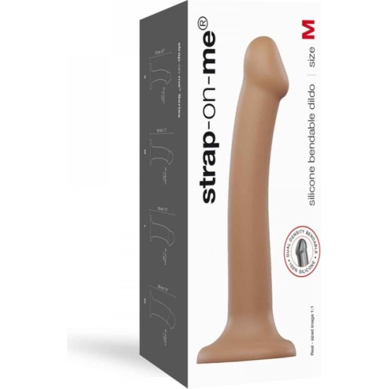 Strap-On-Me DILDO AR piesūcekni PIEMĒROTA IEKĀRTA DUAL BLĪVUMA FLEXIBLE CARAMEL M