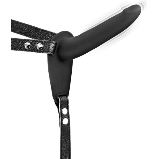 Fetish Tentation STRAP-ON BLACK SILICONE HARNESS USB VIBRATOR 155 CM