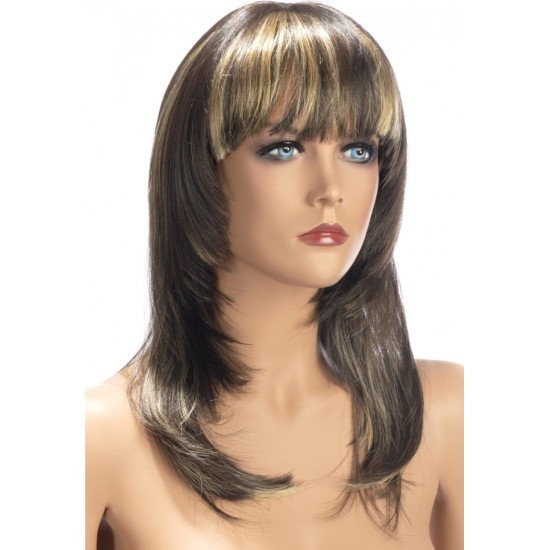 World Wigs KATE LONG BRUNETTE WIG WITH BLONDE HIGHLIGHTS