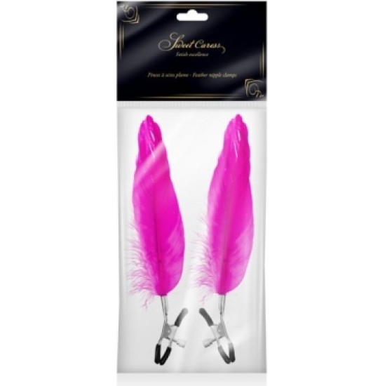 Sweet Caress ADJUSTABLE CLAMPS W/ FUCHSIA FEATHER