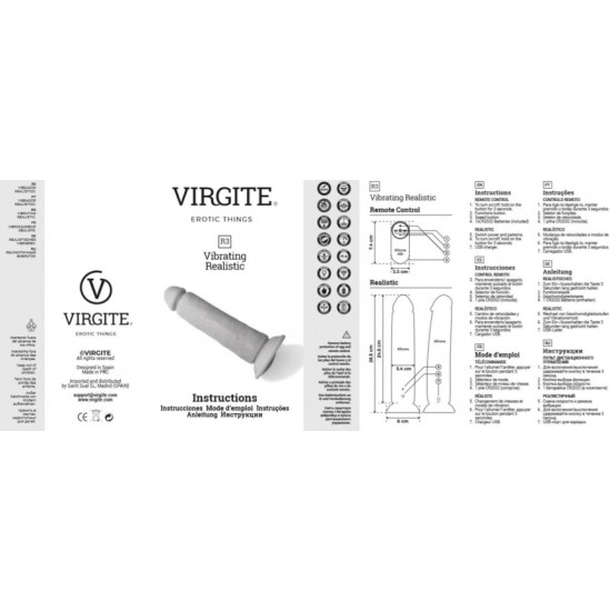 Virgite - Realistics REĀLISTS VIBRATORS R3" 24,5cm W/ TĀLVADĪBAS PULTS"