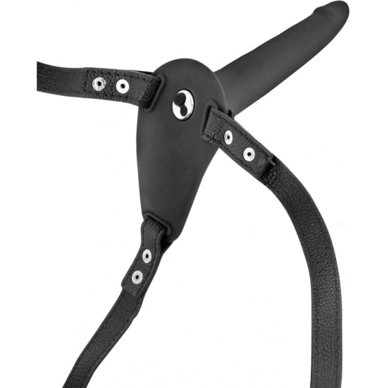 Fetish Tentation STRAP-ON BLACK SILICONE HARNESS USB VIBRATOR 155 CM