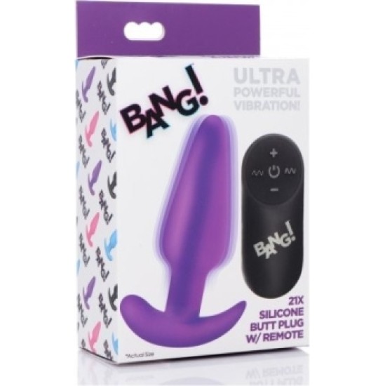 Xr - Bang! VIBRUOTA ANALINĖ FORMA T SILIKONINĖ USB SU PURPLE REMOTE