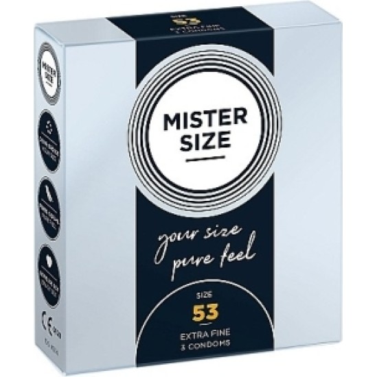 Mister Size Preservativos KONDOMI MISTER SIZE PURE FEEL ĪPAŠI PLĀNS 53 MM 3 UDS