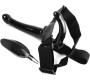 Vscnovelty BLACK MAGIC DOUBLE STRAP-ON HARNESS W/ VIBRATION 17'8 CM BLACK