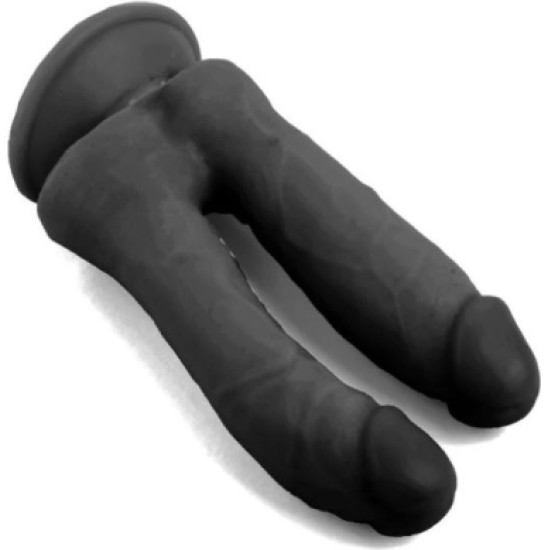 Vscnovelty REĀLISTS PENIS DUBULTS IEDZĪVOTĀJS, MELNS 18,5 CM