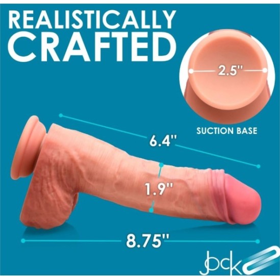 Xr - Jock DILDO PENIS AR sēkliniekiem DUBULTA BLĪVUMA NEGROZĪTA MĪKSTUMA 22'20 CM