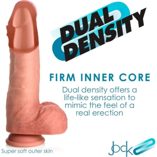 Xr - Jock DILDO PENIS AR sēkliniekiem DUBULTA BLĪVUMA NEGROZĪTA MĪKSTUMA 22'20 CM