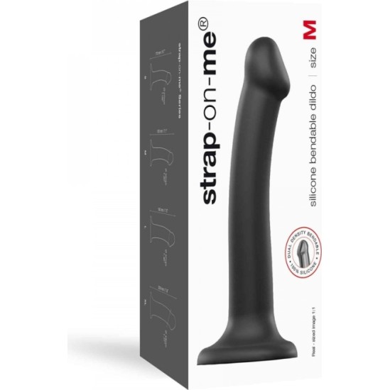 Strap-On-Me DILDO AR piesūcekni PIEMĒROTA IEKĀRTA DUAL BLĪVUMA FLEXIBLE BLACK M