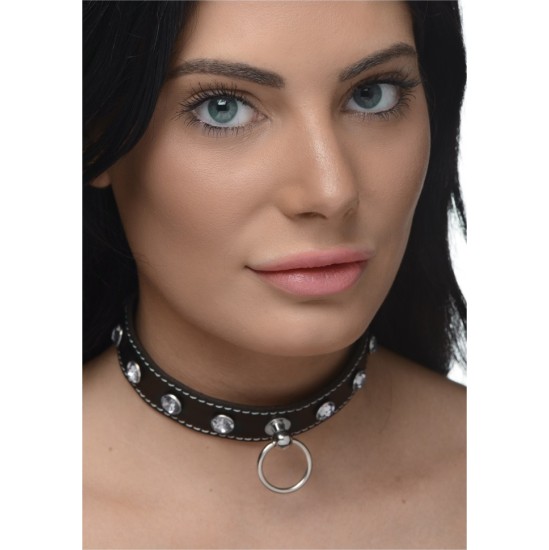 Xr - Strict CLEAR STONES CHOKER KAKLĖLIS SU ŽIEDU