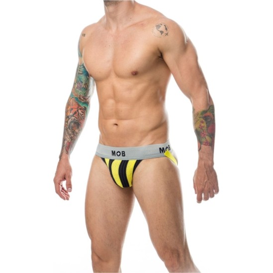 Mob Eroticwear YELLOW-BLACK SPORTS JOCKSTICK XXL